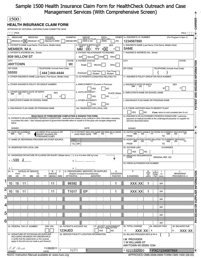 health insurance claim forms instructions health insurance claim form 1500 instructions