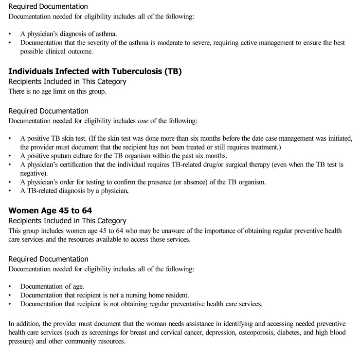 Group B Target Populations Eligibility and Documentation Requirements Page 3