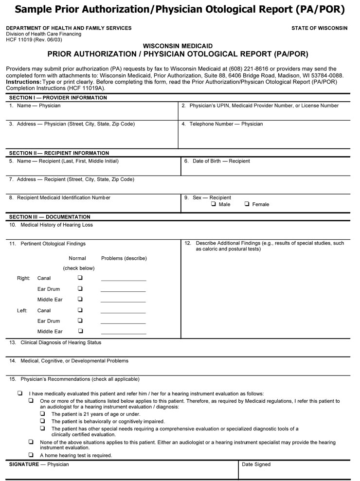 Sample PA/Physician Otological Report